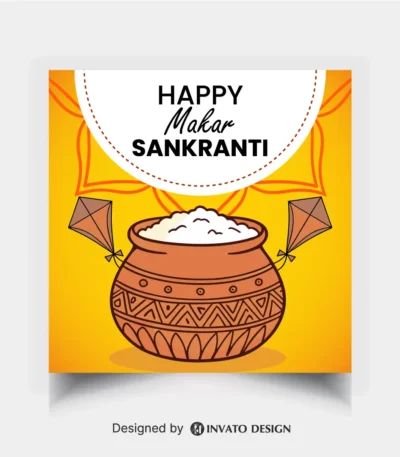 Free Pongal social media post template in vector format with vibrant colors, festive elements, and customizable layouts for professional visuals.