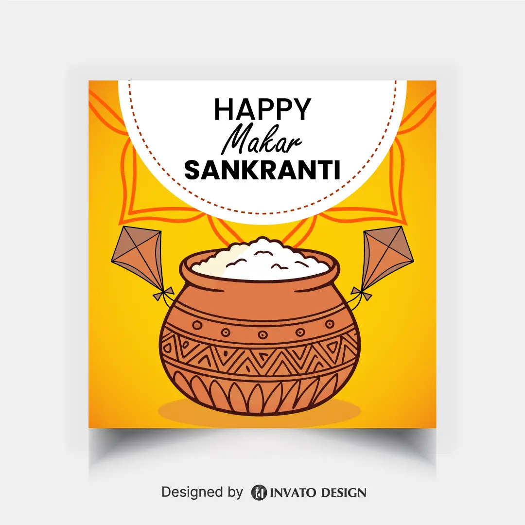 Free Pongal social media post template in vector format with vibrant colors, festive elements, and customizable layouts for professional visuals.