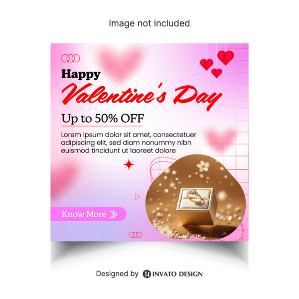 Free Valentine’s Day social media post template in vector format featuring romantic designs, customizable elements, and professional visuals for heartfelt messages