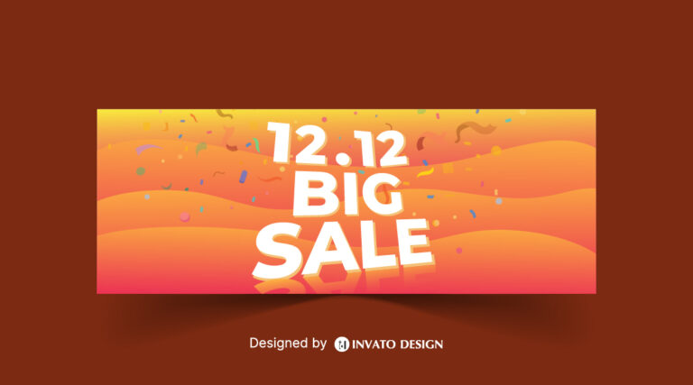 12.12 Sale Banner Vector, Free Shopping Day Background, Editable Sale Banner Design, Holiday Promotion Vector Template, 12.12 E-commerce Sale Design