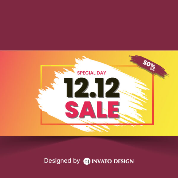 12.12 Sale Banner Vector, Free Shopping Day Background, Editable Sale Banner Design, Holiday Promotion Vector Template, 12.12 E-commerce Sale Design,