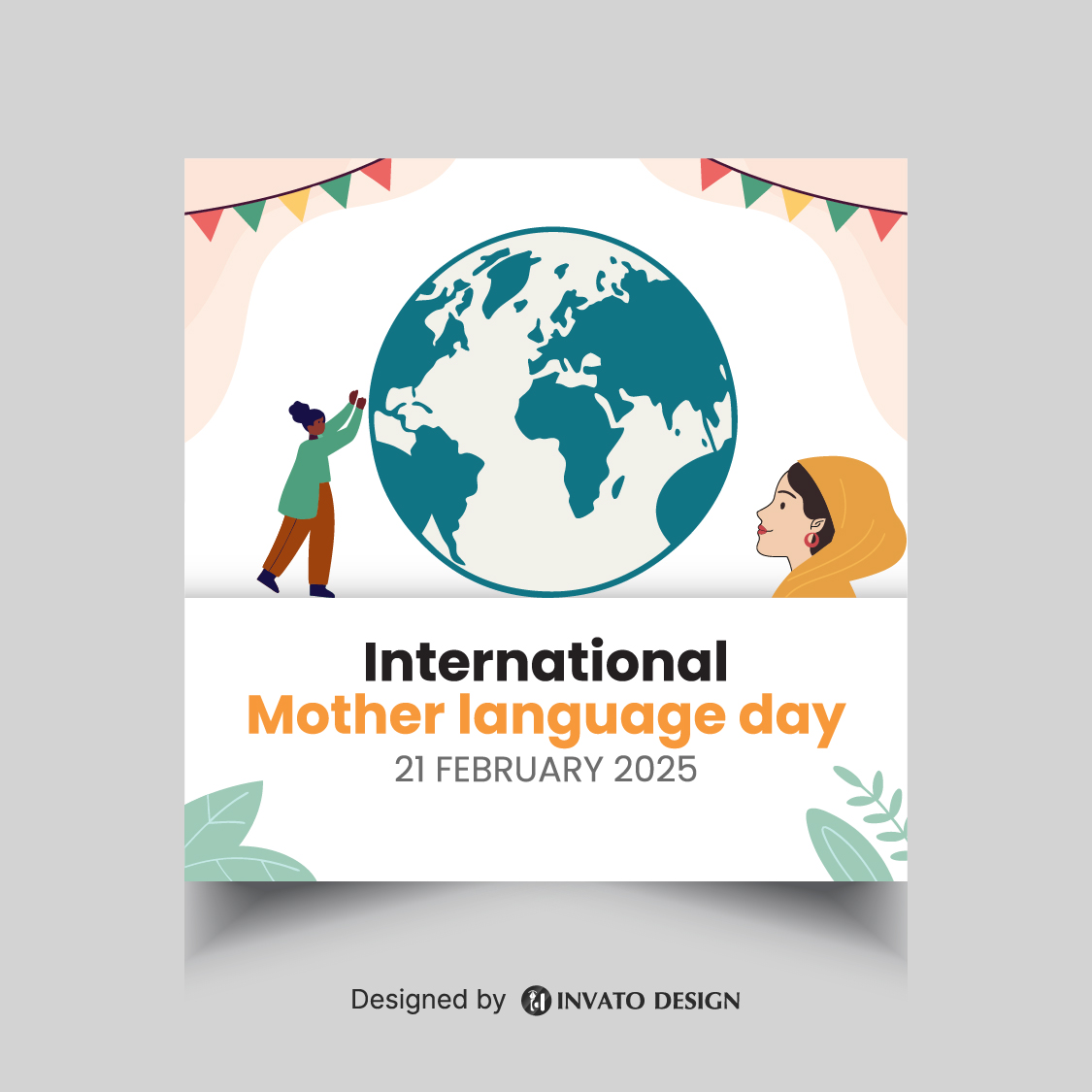 Free Mother Language Day Template, International Language Day Post Design, Editable Social Media Template, Linguistic Diversity Vector Design, Cultural Celebration Social Media Post,