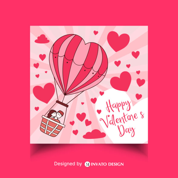 Free Valentine’s Day social media post template in vector format featuring romantic designs, customizable elements, and professional visuals for heartfelt messages