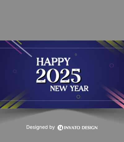 Free Happy New Year social media banner template with customizable festive design, perfect for promotions and holiday greetings.