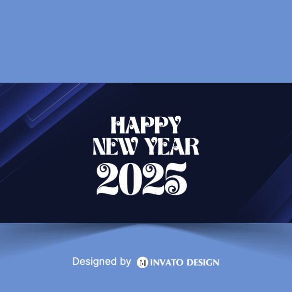 Free Happy New Year social media banner template with customizable festive design, perfect for promotions and holiday greetings.