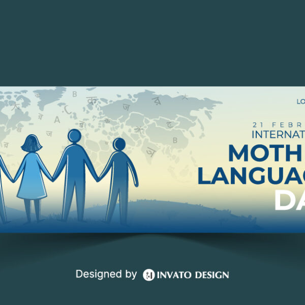 Editable Mother Language Day social media post template featuring vibrant colors, cultural elements, and customizable text, perfect for International Language Day.