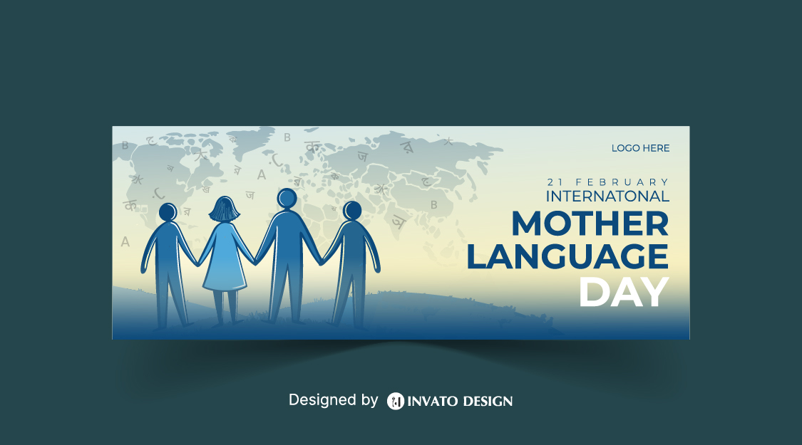 Editable Mother Language Day social media post template featuring vibrant colors, cultural elements, and customizable text, perfect for International Language Day.