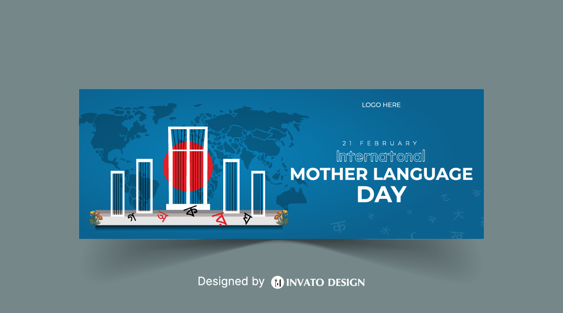 Editable Mother Language Day social media post template featuring vibrant colors, cultural elements, and customizable text, perfect for International Language Day