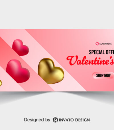 Free Valentine’s Day social media banner template in vector format featuring romantic designs, customizable text, and professional visuals for digital platforms