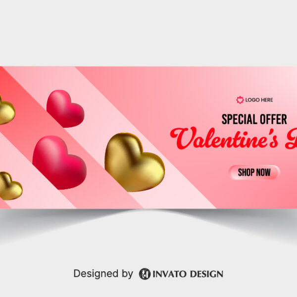 Free Valentine’s Day social media banner template in vector format featuring romantic designs, customizable text, and professional visuals for digital platforms