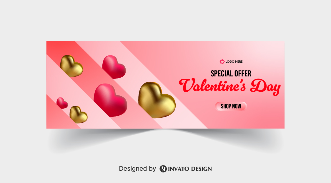 Free Valentine’s Day social media banner template in vector format featuring romantic designs, customizable text, and professional visuals for digital platforms