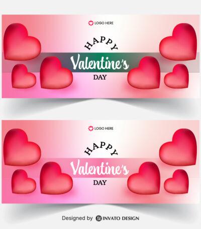 Free Valentine’s Day social media banner template in vector format featuring romantic designs, customizable text, and professional visuals for digital platforms