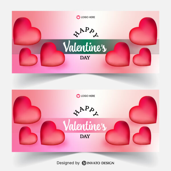 Free Valentine’s Day social media banner template in vector format featuring romantic designs, customizable text, and professional visuals for digital platforms