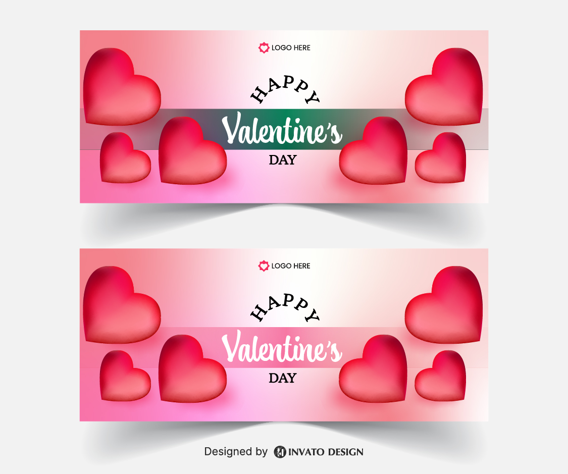 Free Valentine’s Day social media banner template in vector format featuring romantic designs, customizable text, and professional visuals for digital platforms