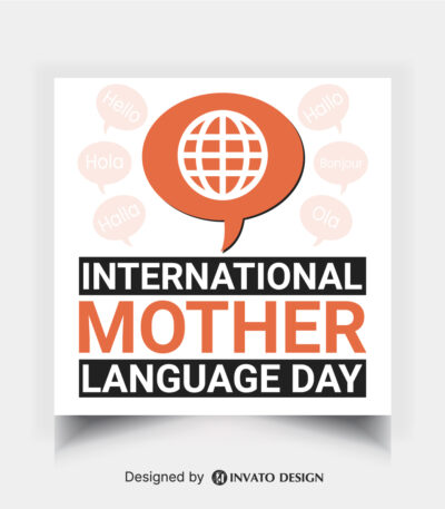 Editable Mother Language Day social media post template featuring vibrant colors, cultural elements, and customizable text, perfect for International Language Day.