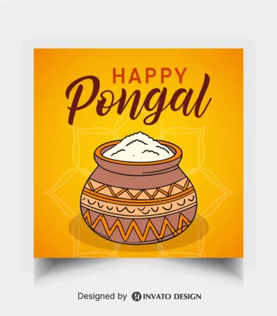 Free Pongal social media post template in vector format with vibrant colors, festive elements, and customizable layouts for professional visuals.