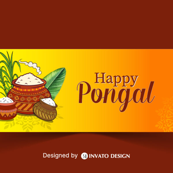 Free Pongal social media post template in vector format with vibrant colors, festive elements, and customizable layouts for professional visuals.