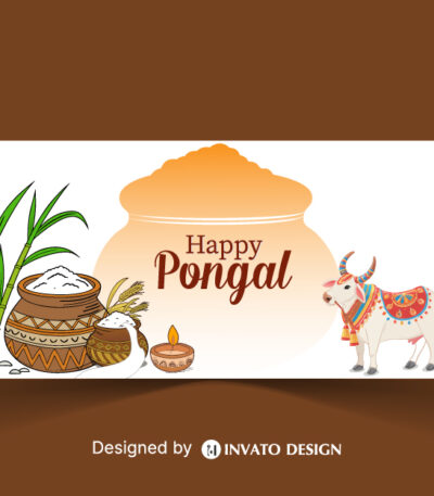 Free Pongal social media post template in vector format with vibrant colors, festive elements, and customizable layouts for professional visuals.