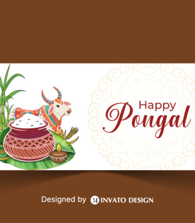 Free Pongal social media post template in vector format with vibrant colors, festive elements, and customizable layouts for professional visuals.