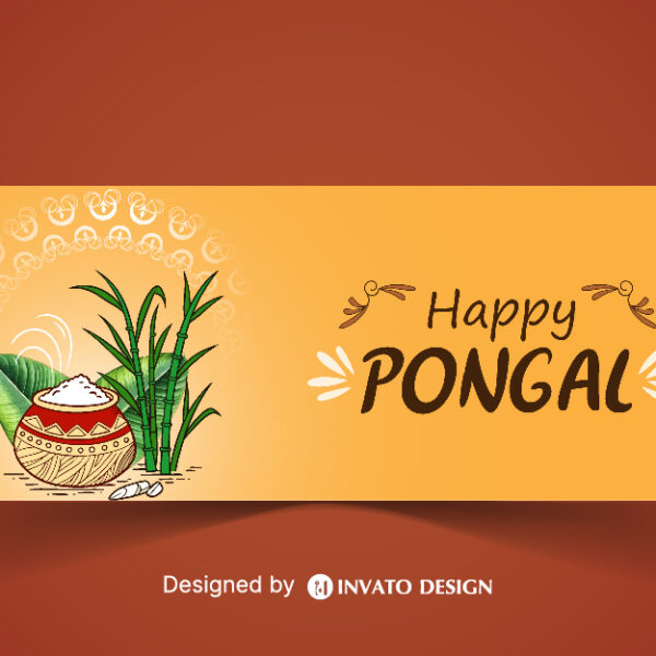 Free Pongal social media post template in vector format with vibrant colors, festive elements, and customizable layouts for professional visuals.