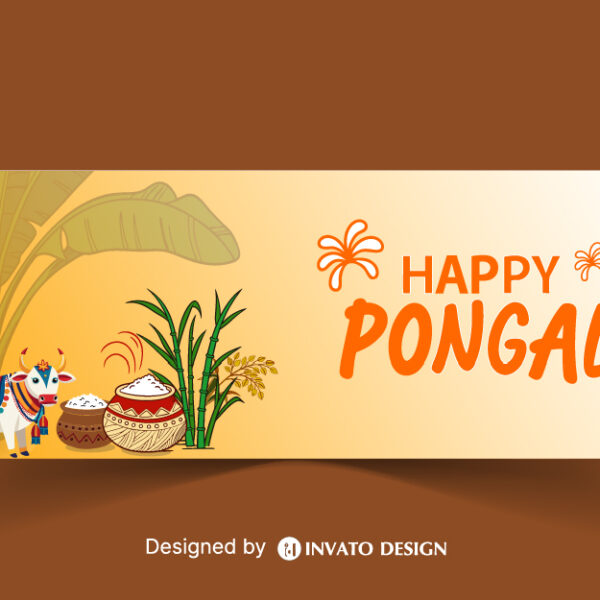 Free Pongal social media post template in vector format with vibrant colors, festive elements, and customizable layouts for professional visuals.