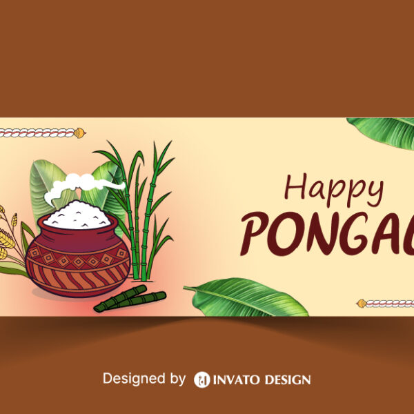 Free Pongal social media post template in vector format with vibrant colors, festive elements, and customizable layouts for professional visuals.