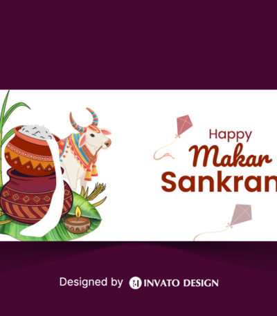 Free Pongal social media post template in vector format with vibrant colors, festive elements, and customizable layouts for professional visuals.