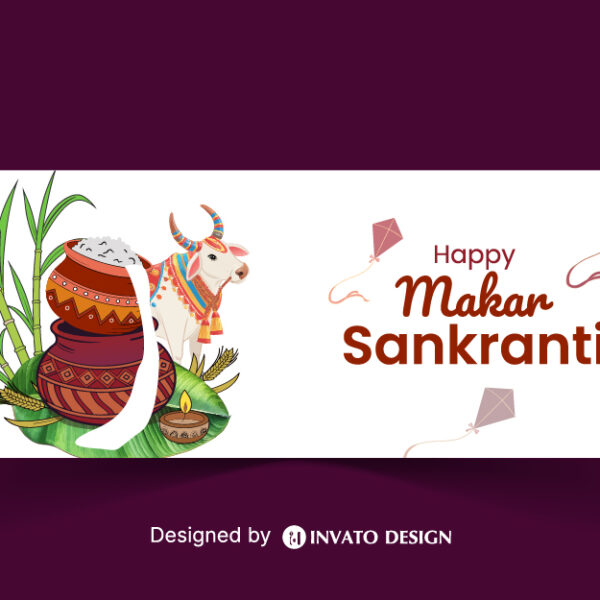 Free Pongal social media post template in vector format with vibrant colors, festive elements, and customizable layouts for professional visuals.