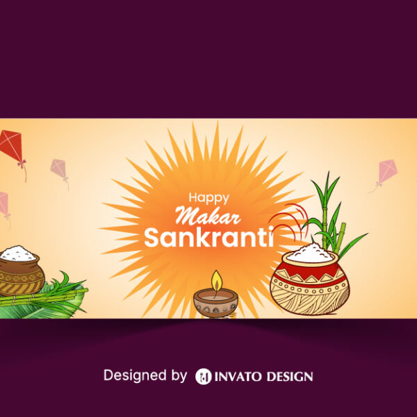 Free Pongal social media post template in vector format with vibrant colors, festive elements, and customizable layouts for professional visuals.