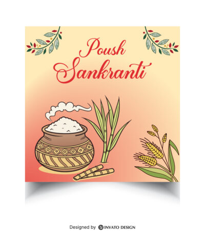 Free Poush Sankranti Poster Design Template – Vector format for festive branding and celebrations.