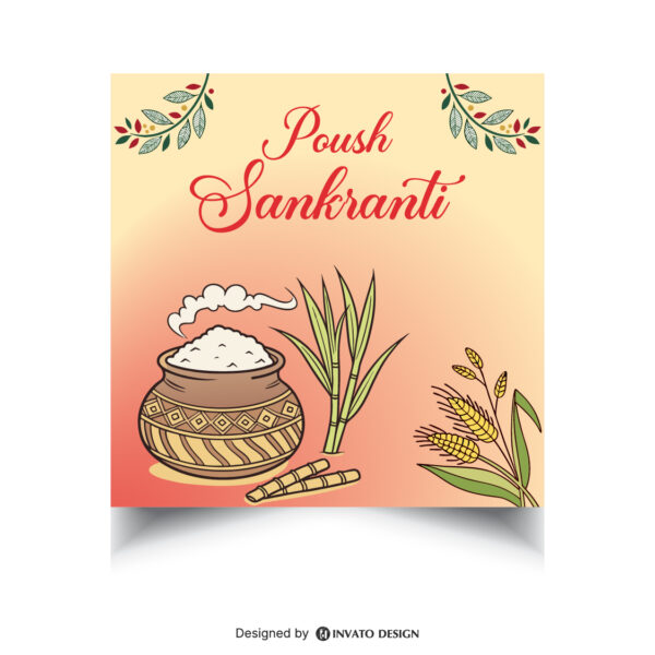 Free Poush Sankranti Poster Design Template – Vector format for festive branding and celebrations.