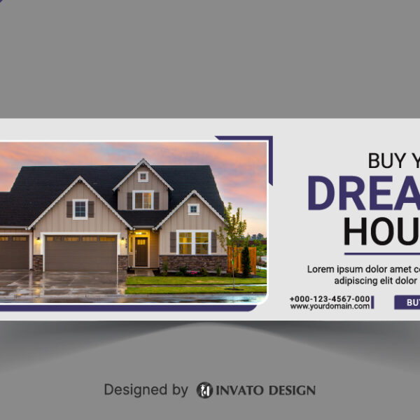 Free real estate social media banner design template in vector format, featuring modern layouts and professional branding elements.