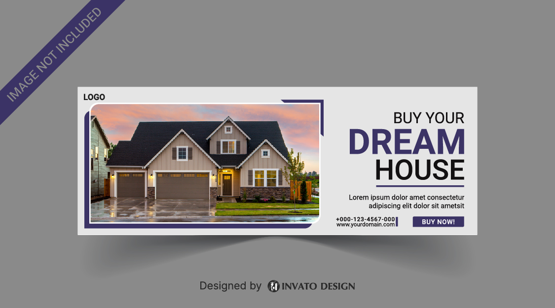 Free real estate social media banner design template in vector format, featuring modern layouts and professional branding elements.