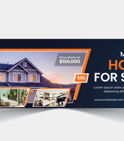 Free real estate social media banner design template in vector format, featuring modern layouts and professional branding elements.