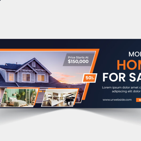 Free real estate social media banner design template in vector format, featuring modern layouts and professional branding elements.