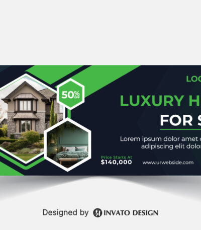 Free real estate social media banner design template in vector format, featuring modern layouts and professional branding elements.