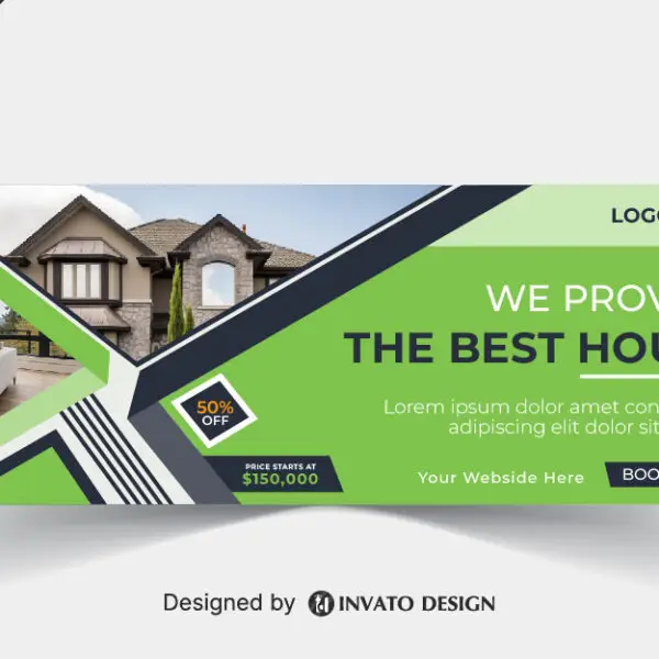 Free real estate social media banner design template in vector format, featuring modern layouts and professional branding elements.