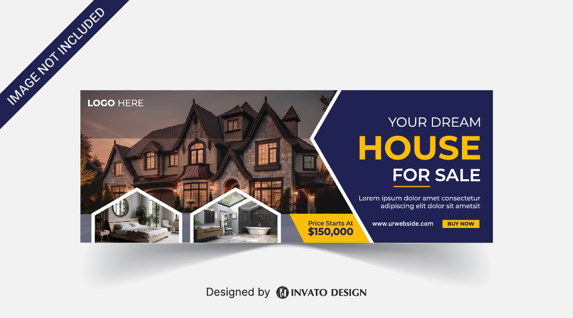 Free real estate social media banner design template in vector format, featuring modern layouts and professional branding elements.