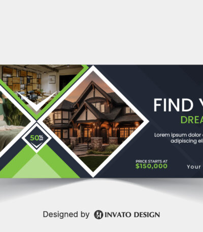 Free real estate social media banner design template in vector format, featuring modern layouts and professional branding elements.