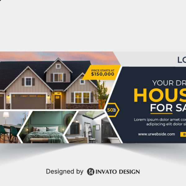 Free real estate social media banner design template in vector format, featuring modern layouts and professional branding elements.