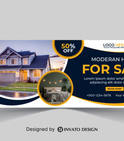 Free real estate social media Banner design template in vector format, featuring modern layouts and professional branding elements.