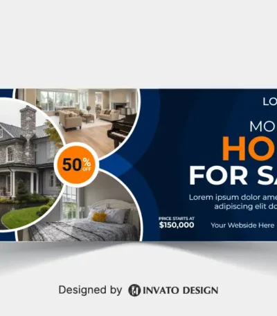 Free real estate social media banner design template in vector format, featuring modern layouts and professional branding elements.