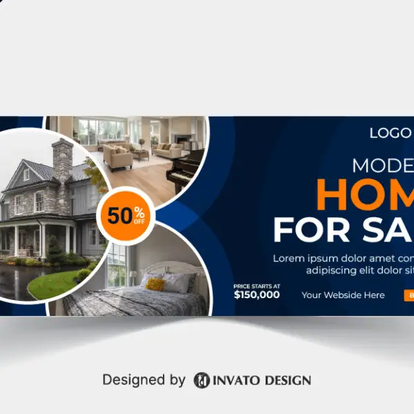 Free real estate social media banner design template in vector format, featuring modern layouts and professional branding elements.