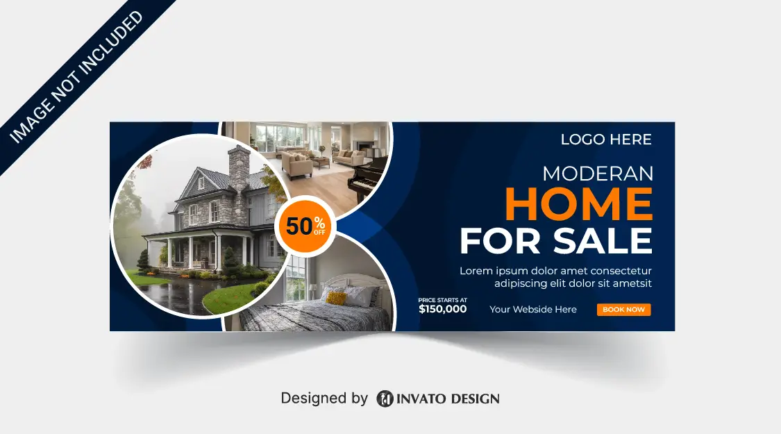 Free real estate social media banner design template in vector format, featuring modern layouts and professional branding elements.