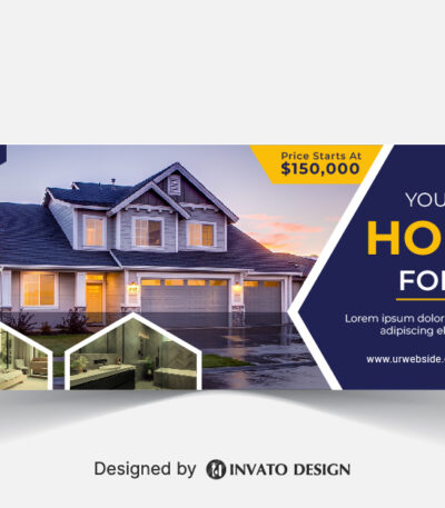 Free real estate social media banner design template in vector format, featuring modern layouts and professional branding elements.