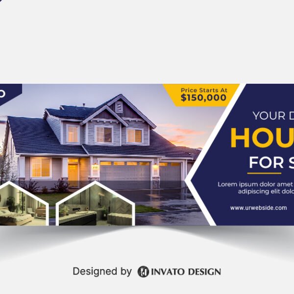 Free real estate social media banner design template in vector format, featuring modern layouts and professional branding elements.