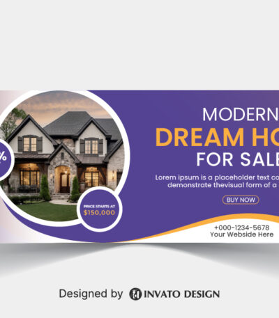 Free real estate social media banner design template in vector format, featuring modern layouts and professional branding elements.