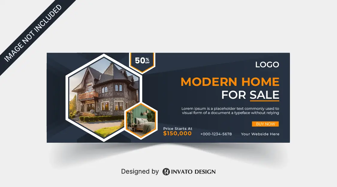 Free real estate social media banner design template in vector format, featuring modern layouts and professional branding elements.