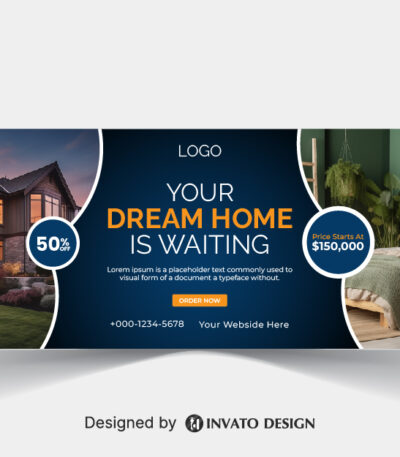 Free real estate social media banner design template in vector format, featuring modern layouts and professional branding elements.