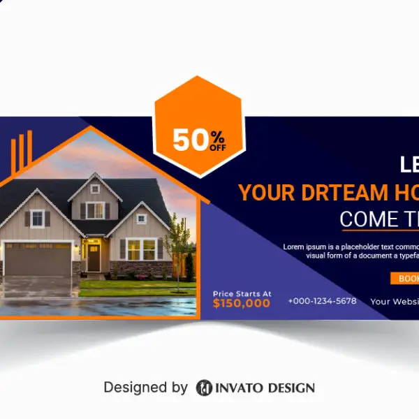 Free real estate social media banner design template in vector format, featuring modern layouts and professional branding elements.